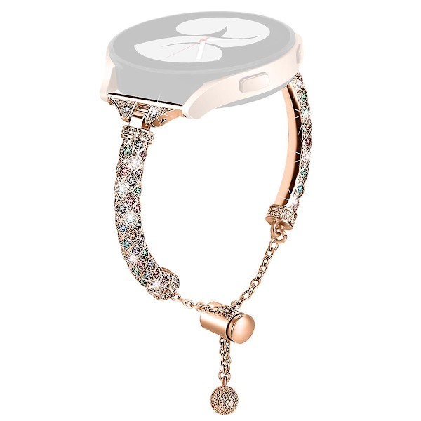 20mm klockarmband för Samsung Galaxy Watch 6 40mm 44mm, armband i koppar Rose Gold Colorful Rhinestone