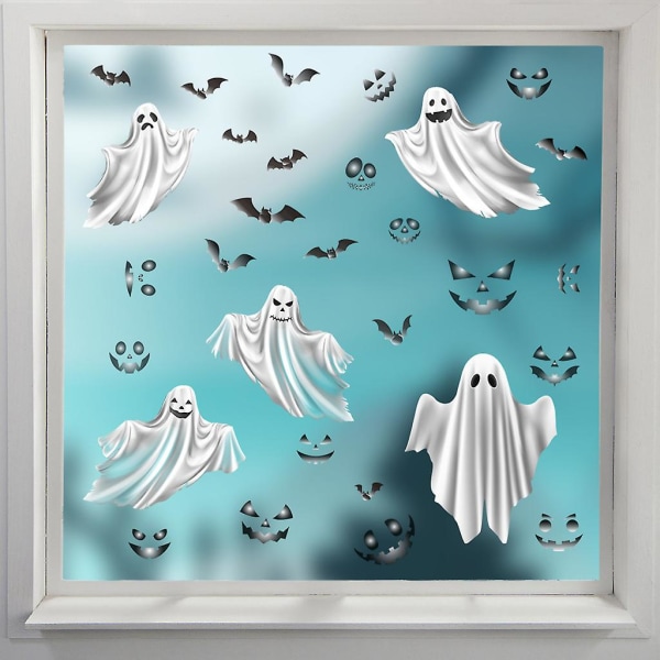 Nye Halloween-vindudekals, store skumle demon-klistremerker for Halloween-festdekorasjon, blodige hender og føtter DIY-klistremerker for glass familie skole(