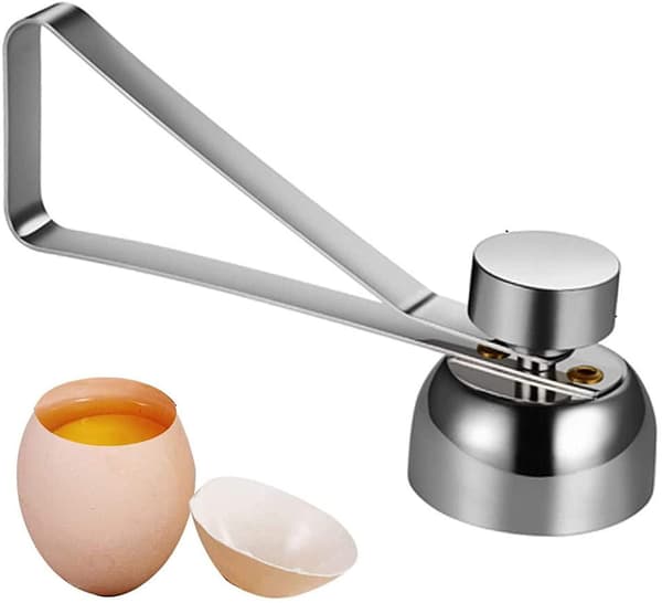 Egg Toppfjerner, Eggknekker i rustfritt stål Topper Kokt Egg Kutter Kjøkken