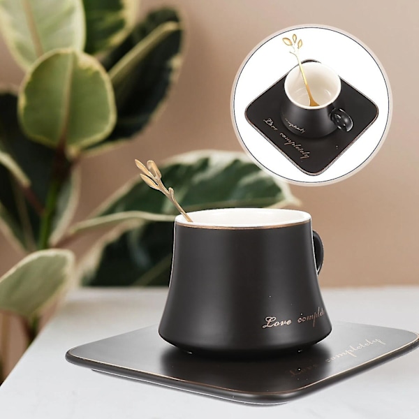 Kaffe- och Teunderlägg 1 Set med Kaffekopp med Underlägg och Sked Keramisk Tekopp Underlägg och Sked Set