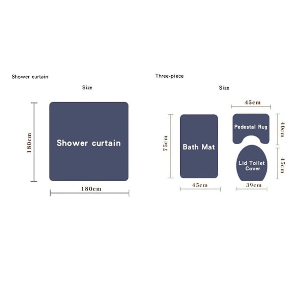 Jul Duschdraperi Set Om 4 Med Halkskyddande Mattor (stil 5)