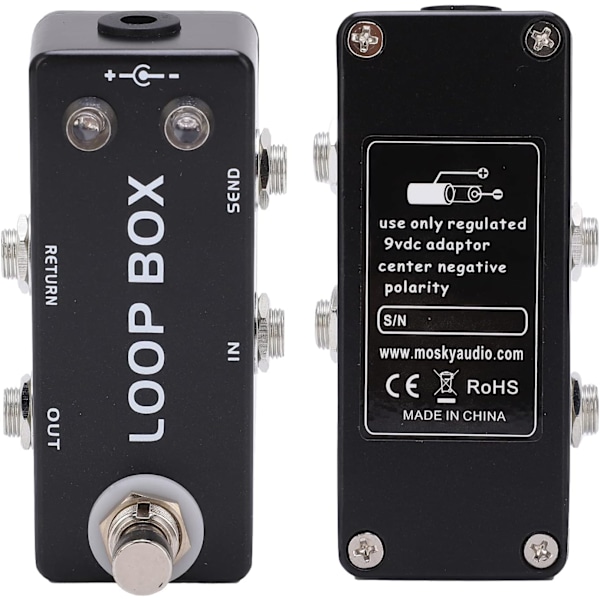 Gitarr Loop-effektpedal för elgitarr, svart, True Bypass, kanalval för elbas