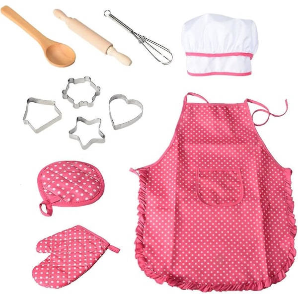Kockrollspel med utklädningsdräkt och kökstillbehör, lekspel för barn 11 st set, perfekt present (rosa)