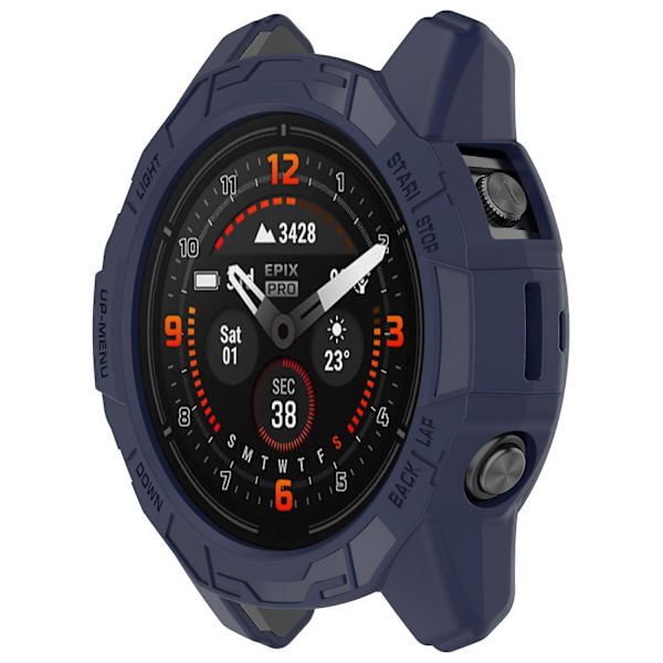 TPU-fodral för Garmin epix Pro (Gen 2) 47mm/Fenix 7 Pro/Fenix 7, anti-scratch ihåligt fodral Midnight Blue