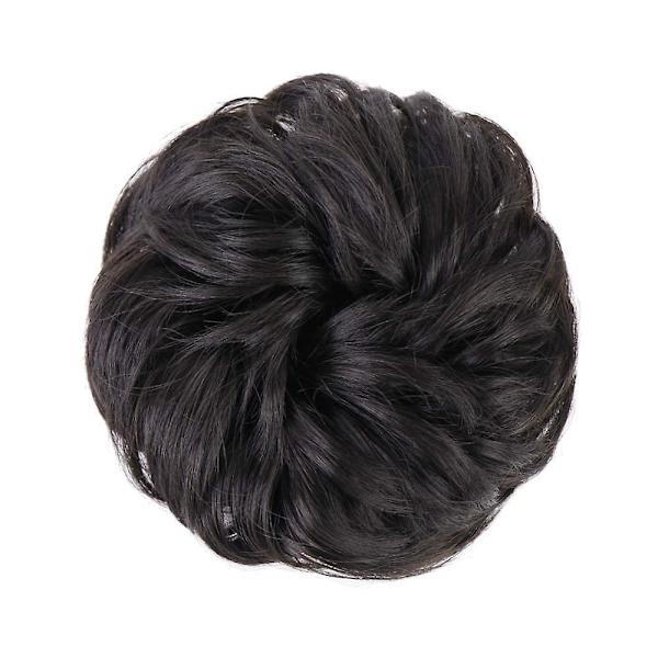 Morica 1 stk. rufsete hårknute strikker forlengelse krøllete bølgete rufsete syntetisk chignon for kvinner oppsatt hårstykke brun svart