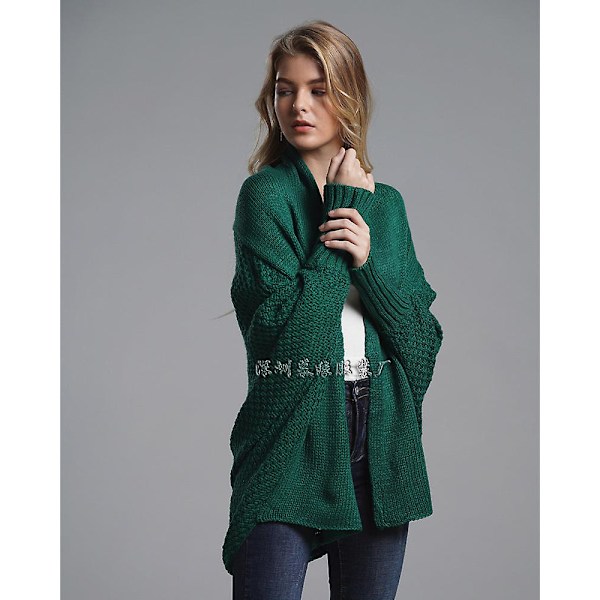 Syksyn ja talven lepakkohiha plus-koon pitkä neulecardigan-pusero naisten takki naisten pusero Green Average size