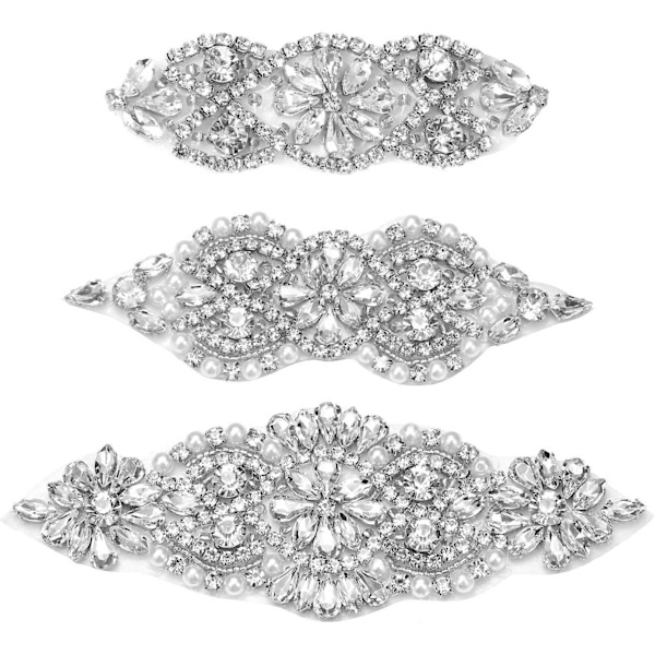 3 st Kristall Rhinestone Applikation, Bröllops Applikationer Rhinestone Bälte Applikation