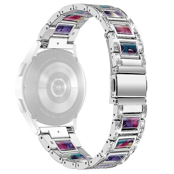 Urrem i rustfrit stål + resin til Huawei Watch GT 2 42mm / Watch 2 / Honor Magic Watch 2 42mm Silver  Purple Green Flower