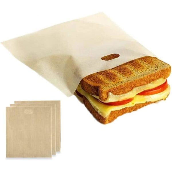 Brödrostpåsar Återanvändbara non-stick fickor Sandwich Brödrostpåsar 3 st, Toastiepåsar Tvättbar present
