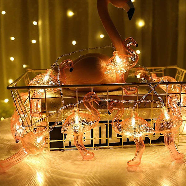 Vaaleanpunainen Flamingo Lamppu Ulkokäyttöön Led Valosarja 3m 20 Led Flamingo Satuvaloa