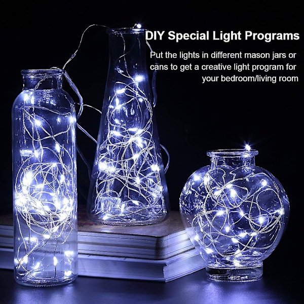 2 Pak Fe Lys Fe String Lys Batteridrevet Vandtæt 8 Tilstande Fjernbetjening 100 Led String Lys 10 m Kobbertråd Sankt Hans Orm Lys Chr