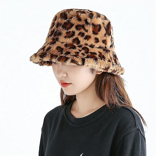 Dame Leopard Print Clutch Håndtaske Plys Faux Fur Tote Taske Blød Varm Skuldertaske Crossbody Taske (1-b/acoffee W/hat)