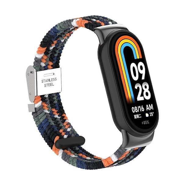För Xiaomi Smart Band 8 flätad nylon klockarmband justerbart spänne elastiskt band Denim
