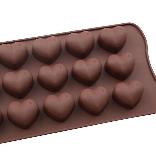 Bamutu Hjerte Silikone Chokoladeform 2 Stykker 15-hulrums Hjerteformet Chokoladeform Non-stick Silikone Slikforme Håndlavede DIY Voks Smelteforme Valen