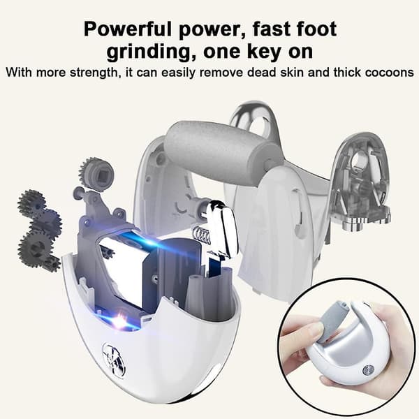 Fotfil Corn Callus Remover, bärbar elektronisk exfoliator för död hud, pedikyrverktyg White