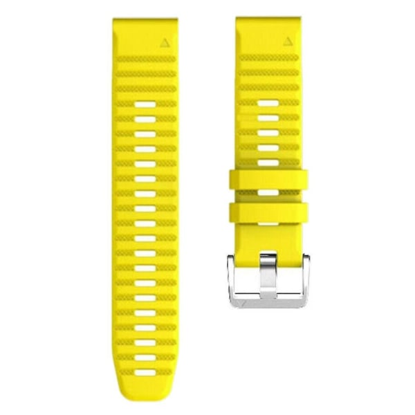 For Garmin Tactix 7 Pro/Fenix 7X/Fenix 6X Pro 26mm Silikon Klokkereim med Stål Sølvspenne Yellow