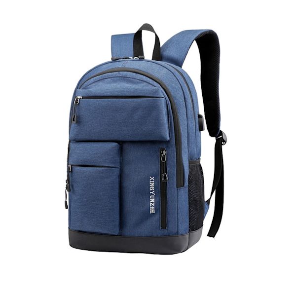 Uusi kannettavan tietokoneen reppu, liikematka USB-latausportilla, vettähylkivä college-tietokonelaukku naisille ja miehille, sopii 15,6 tuuman kannettavalle tietokoneelle Blue