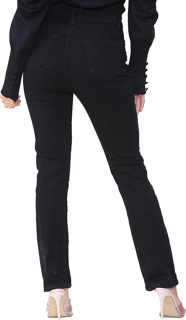 Høy Liv Rett Ben Jeans Klassisk Denim Elegance