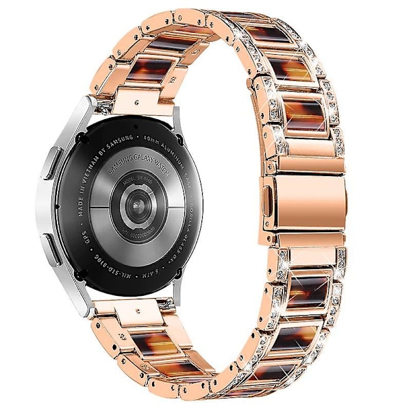 Ruostumattomasta teräksestä valmistettu hartsi kellon ranneke Huawei Watch GT 2 42mm/Watch 2/Honor MagicWatch 2 42mm -kelloille Rose Gold  Tortoiseshell Color
