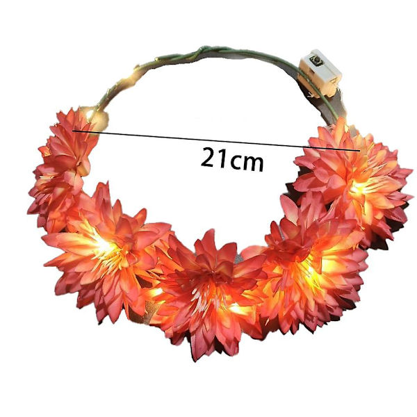 LED Blomsterkrone, Blomsterkrans Hodebånd Lysende LED Blomsterhodeplagg Blomsterhodebekledning shape6