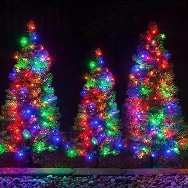 108ft Julelyskæde, 300 LED-fe lyskæder, 8 tilstande, Plug-in, Festgårdhave multicolor