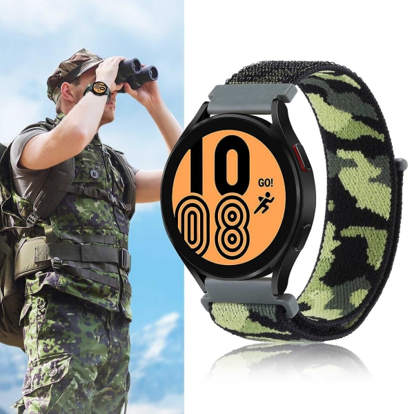 22mm Camouflage Nylon Säädettävä Ranneke Galaxy Watch 3 45mm/Huawei Watch GT3 Pro 46mm Army Green