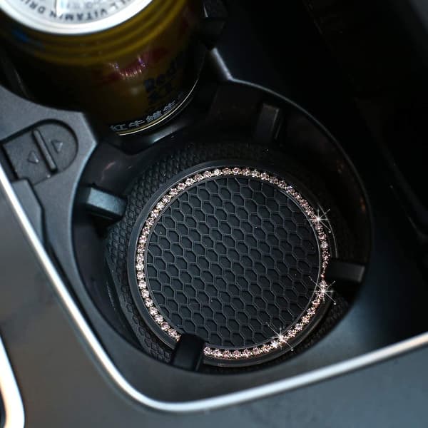 4 st 2,75\" Bling Dekor Kristall Rhinestone Bil Kopphållare Coaster Insert Cup Mat, Bil Bling Ring Emblem Dekal Bling Biltillbehör För Hem Och Inter