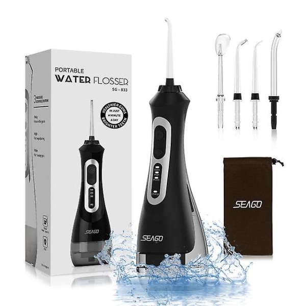 Oral dental irrigator bärbar vattentråd USB laddningsbar 3 lägen ipx7 200ml vatten för rengöring av tänder 0ral irrigator Black