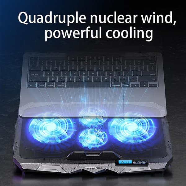 Notebook Router 4-Ventilator Køler Radiator Justerbar Vindhastighed Laptop Kølepude med Display Skærm