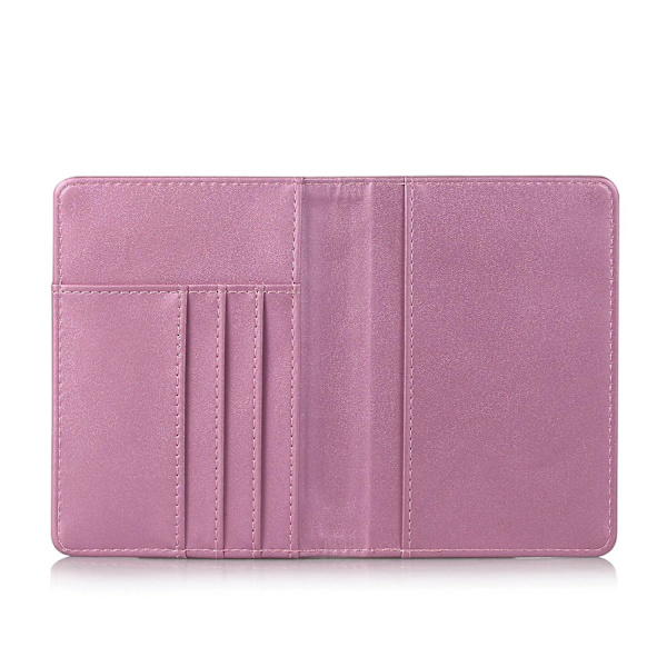 Multifunksjonell PU-Lær Lommebok Bi-fold Deksel Passholder Pink
