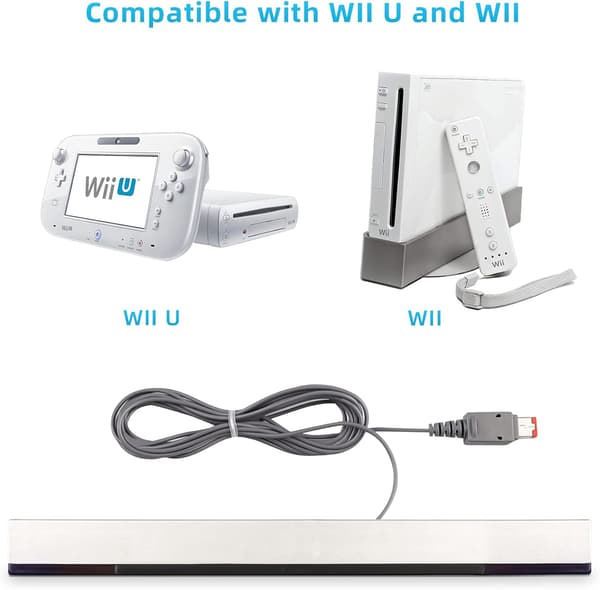 Sensor Bar for Wii, Xahpower Erstatning Kablet Infrarød Stråle Sensor Bar for Nintendo Wii og Wii U Konsoll