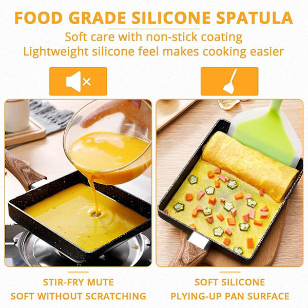 Silikonspatel pannkaksspade omelettspatel vändare för ägg fisk pannkaka pizza och biff bred mjuk pizzaspade non-stick värmebeständig kök Clear Green Large