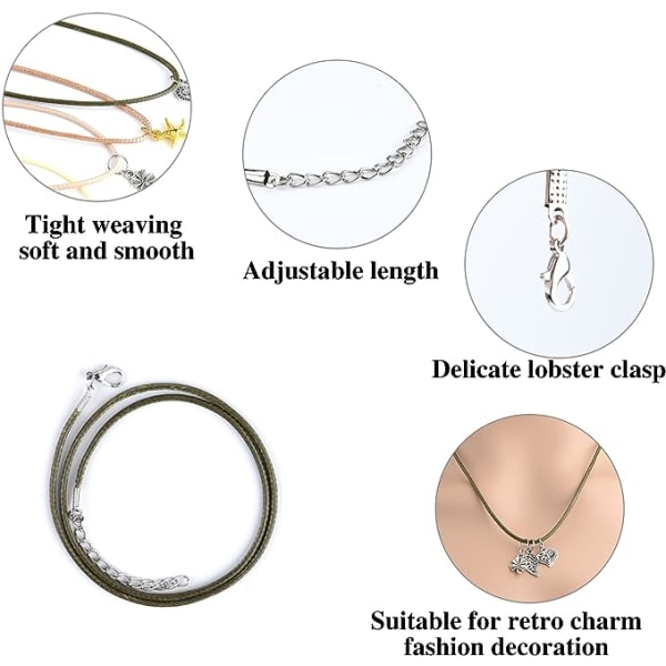 120 st Halsbandssnöre 1,5 mm vaxad halsbandssnöre med spänne 20 tum 6 färger halsband snöre rep vaxad bomullssnöre Halsband för DIY