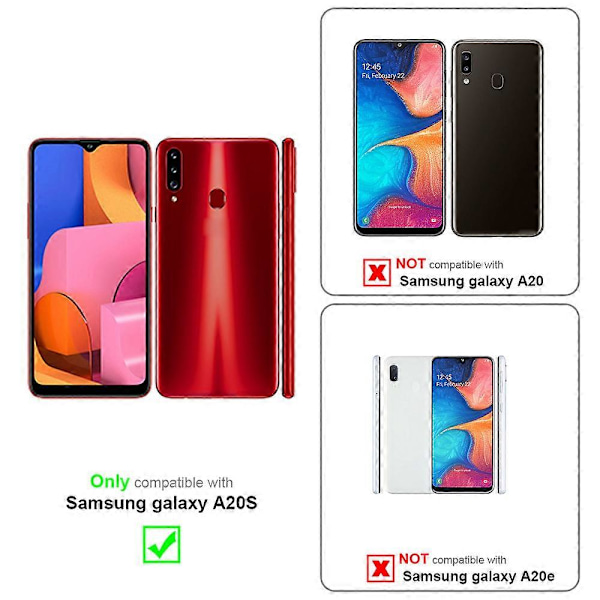 Galaxy A20s Beskyttelsescover - med blomstermønster og kortlomme FLORAL BLUE Galaxy A20s
