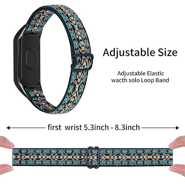 Stretchig nylon anti-scratch justerbar handledsrem för Xiaomi Mi Band 3/4, med svart klockram Style 4