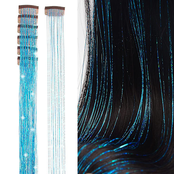 Skinnende tråder glitter hårglitter kit gull silke hår glitter streng extensions tilbehør for kvinner hodeplagg 6pc-tianlan 24inches