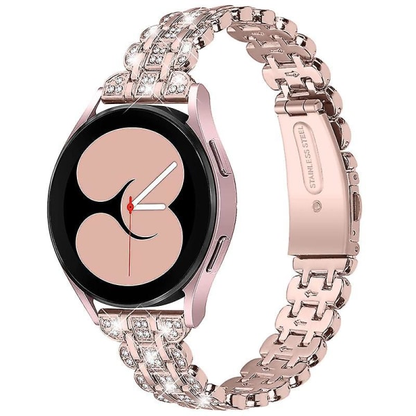 20 mm rostfritt stål Byt watch för Samsung Galaxy Watch3 41 mm/ Watch 42 mm Rhinestone Decor Pink  Gold