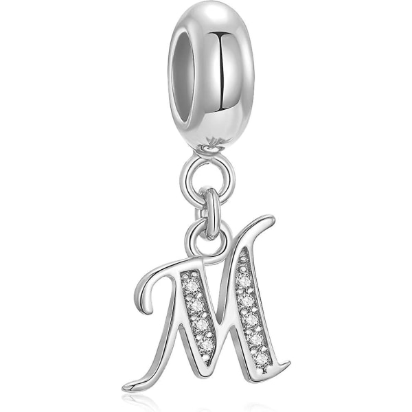 Äkta 925 Sterling Silver Letter Pärlor Initial A-z Dangle Alphabet Crystal Acsergery Gift