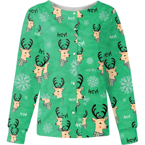 Skrubbjacka printed printed scrubjacka för kvinnor höstskrubbtröjor Xmas grafiska amningsjackor 4XL I