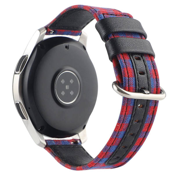 Oval spänne nylon tyg + läder klockarmband för Samsung Galaxy Watch 5 40mm/44mm/ Watch 5 Pro 45mm Blue Red Plaid