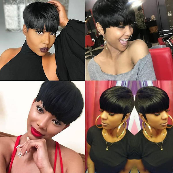 Pixie Cut Peruker För Svarta Kvinnor Brasilianska Kort Klippta  Mänskligt Hår Peruker Kort Remy Hår Korta Pixie Lager Peruker Full Maskin Peruk Limlös Peruk