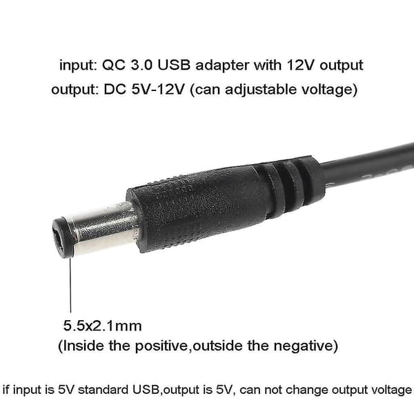 Universaali Qc 3.0 Usb - 5V-12V Säädettävä Jännite Step Up -kaapeli Tehonlisäys