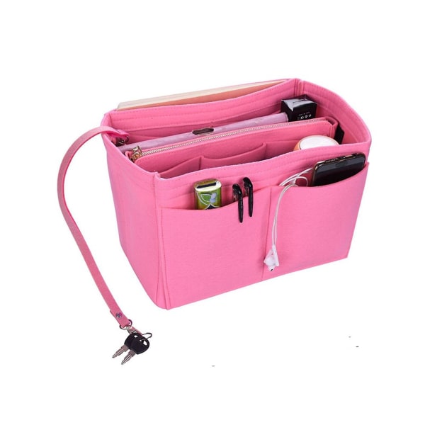 2023 Ny Bedste Rabat Rejse Organizer Håndtaske Filt Taske Tote Liner Pung Pose Indsats Kvinder 3 Størrelser Pink 30*17*18