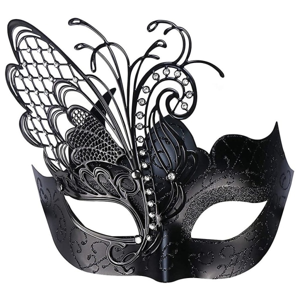 Venedig Butterfly Masquerade Mask Kvinna/halloween/karneval/fest/bal/bröllop Black