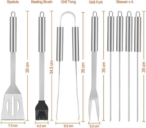 BBQ Grill Værktøjssæt 8 Dele Rustfrit Stål Grilltilbehør Med Transportable Tasker