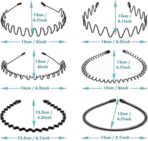 6 Stk. Acsergery Gave Elastisk Bølget Fjeder Hårbøjle, Multi-stil Sort
