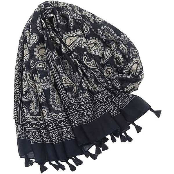 Dam Scarf Sjal Svart Paisley Med Acsergery En Vacker Lätt Wrap Lång Hals Loop Present