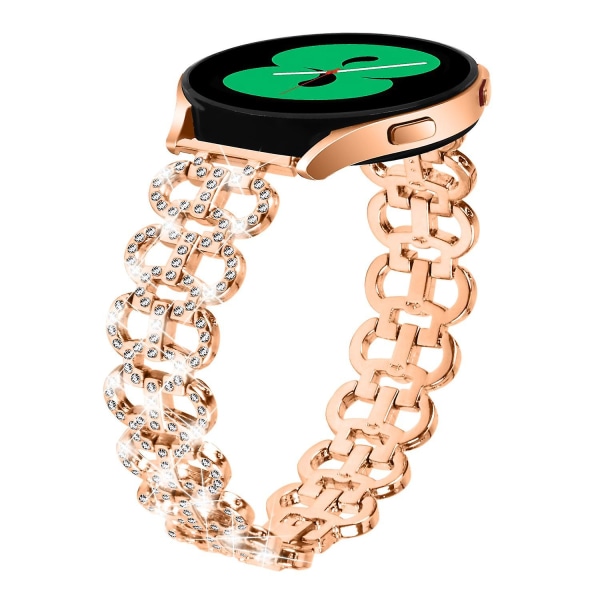 20mm metall watch för Samsung Galaxy Watch6 40/44mm / Watch6 Classic 43mm/47mm med Rhinestone Rose Gold