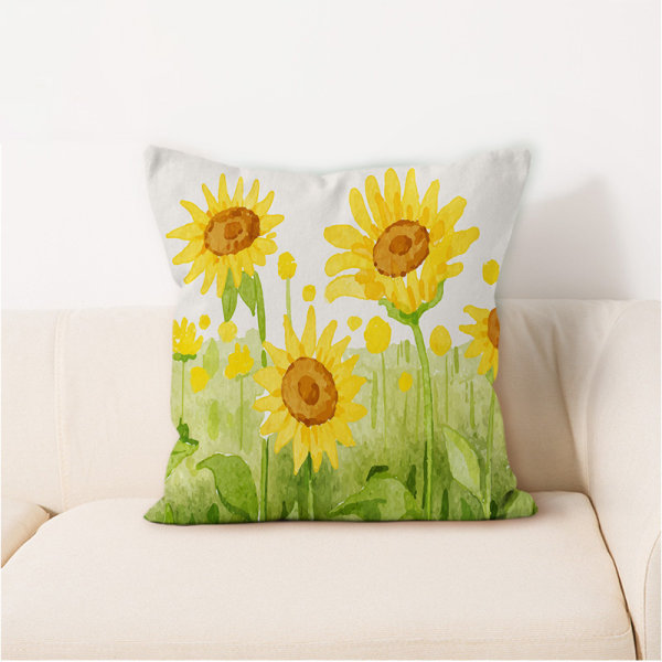 40x40cm Forår og sommer Solsikke lille frisk mønster pyntepude moderne enkel boligindretningspude bilryg firkantet pude A 2pcs pillowcasepillowcase