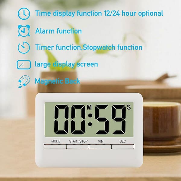 FJ1507 Multifunktionell magnetisk väckarklocka timer stor digital display klocka smal väckarklocka Black